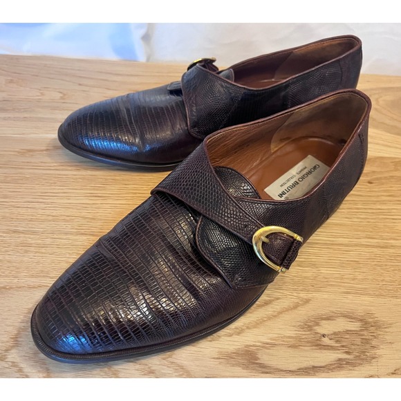 Giorgio Brutini Monk Strap Loafers 12M Brown Genuine Lizard Skin Classic Luxury main image 4